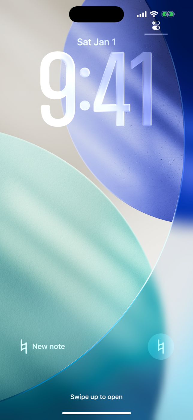 Lock Screen — one tap on the ♮ widget opens the input box (1.1)