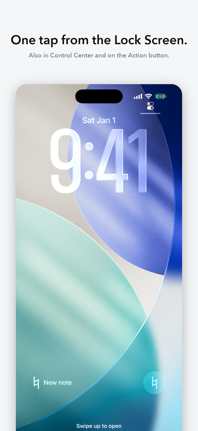 Lock Screen — one tap on the ♮ widget opens the input box (1.1)